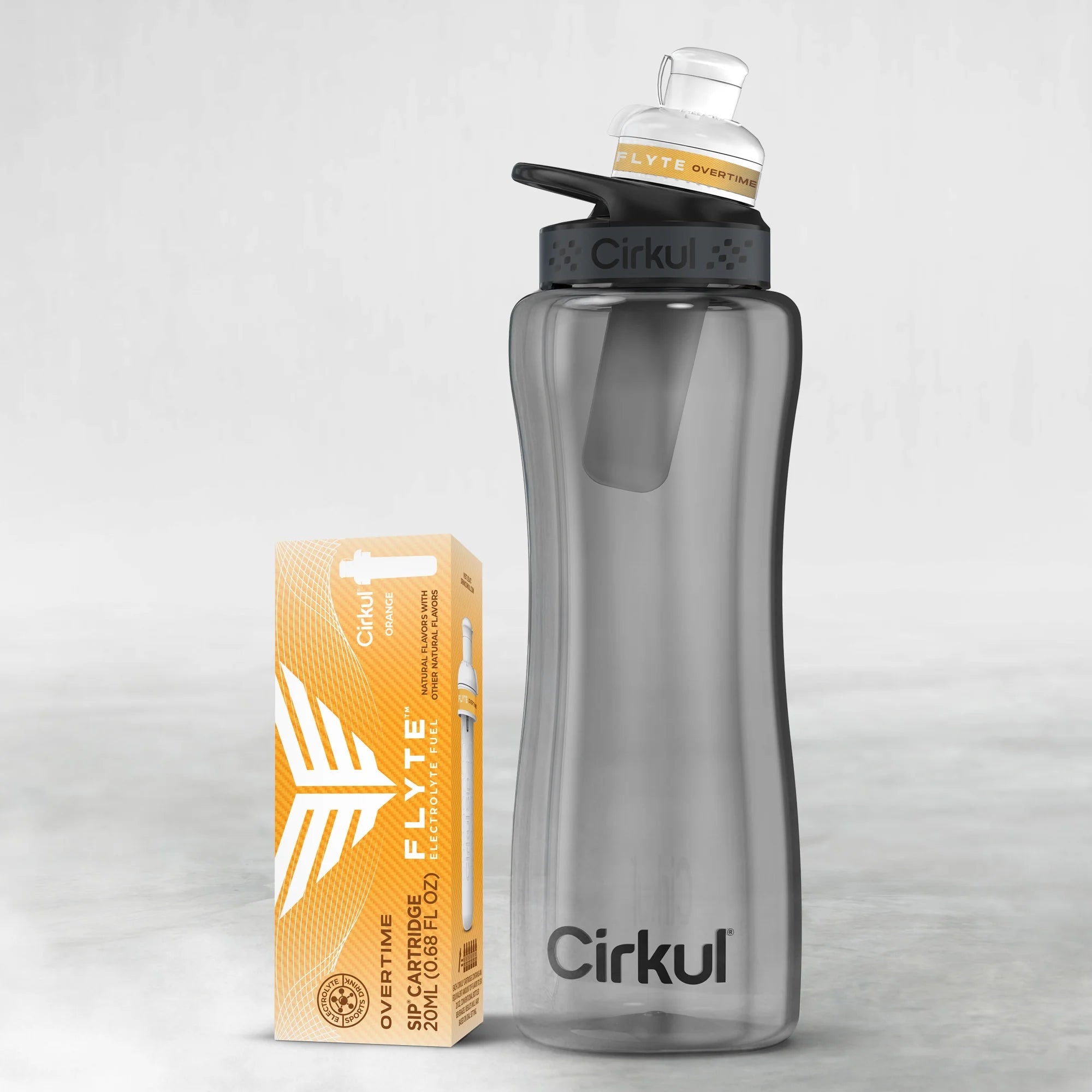32Oz. Black Tint Plastic Cirkul Bottle W/ Gray & Black Cirkul Lid 2.0 Bundle